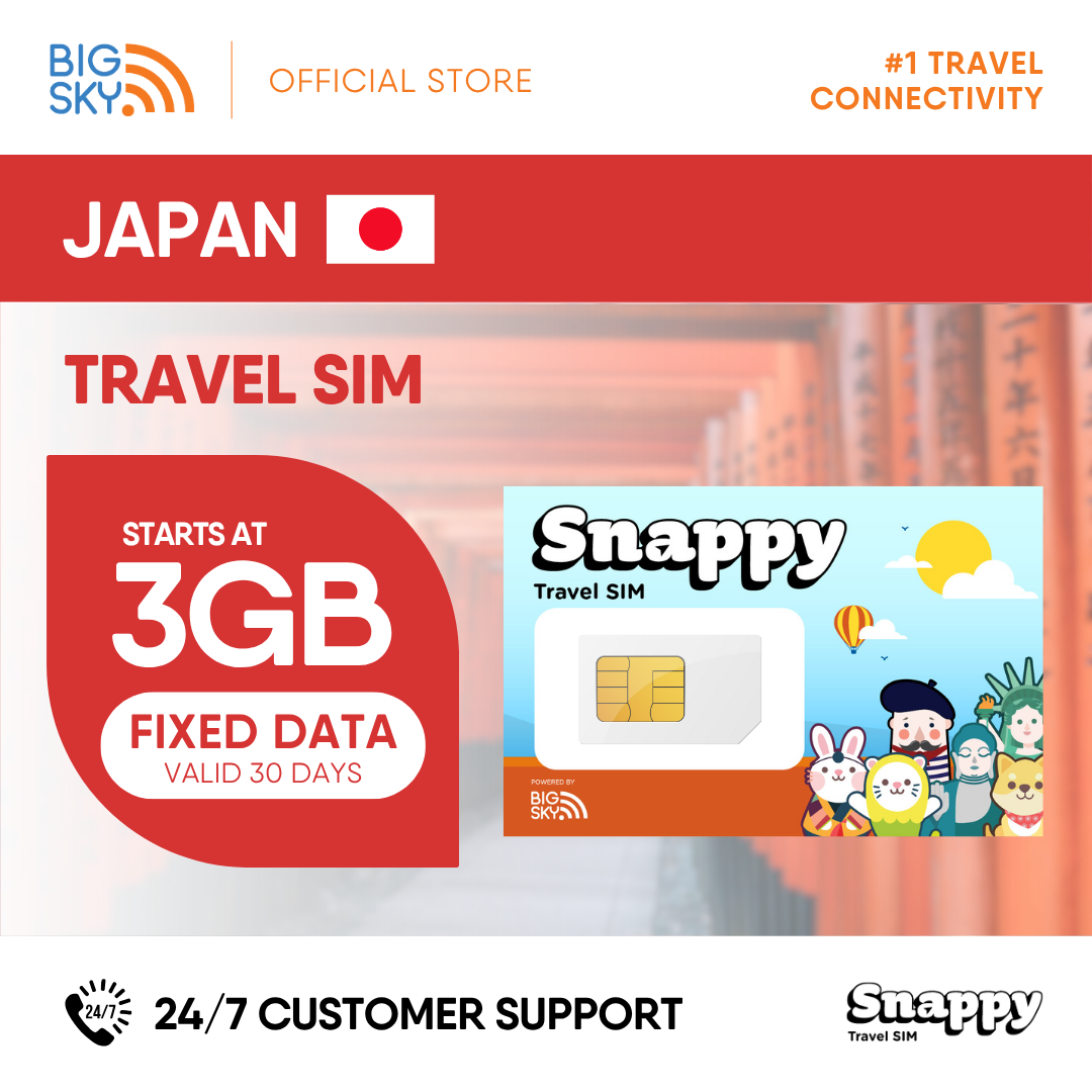 JAPAN Snappy Travel SIM - 3GB to 20GB (30 days validity)