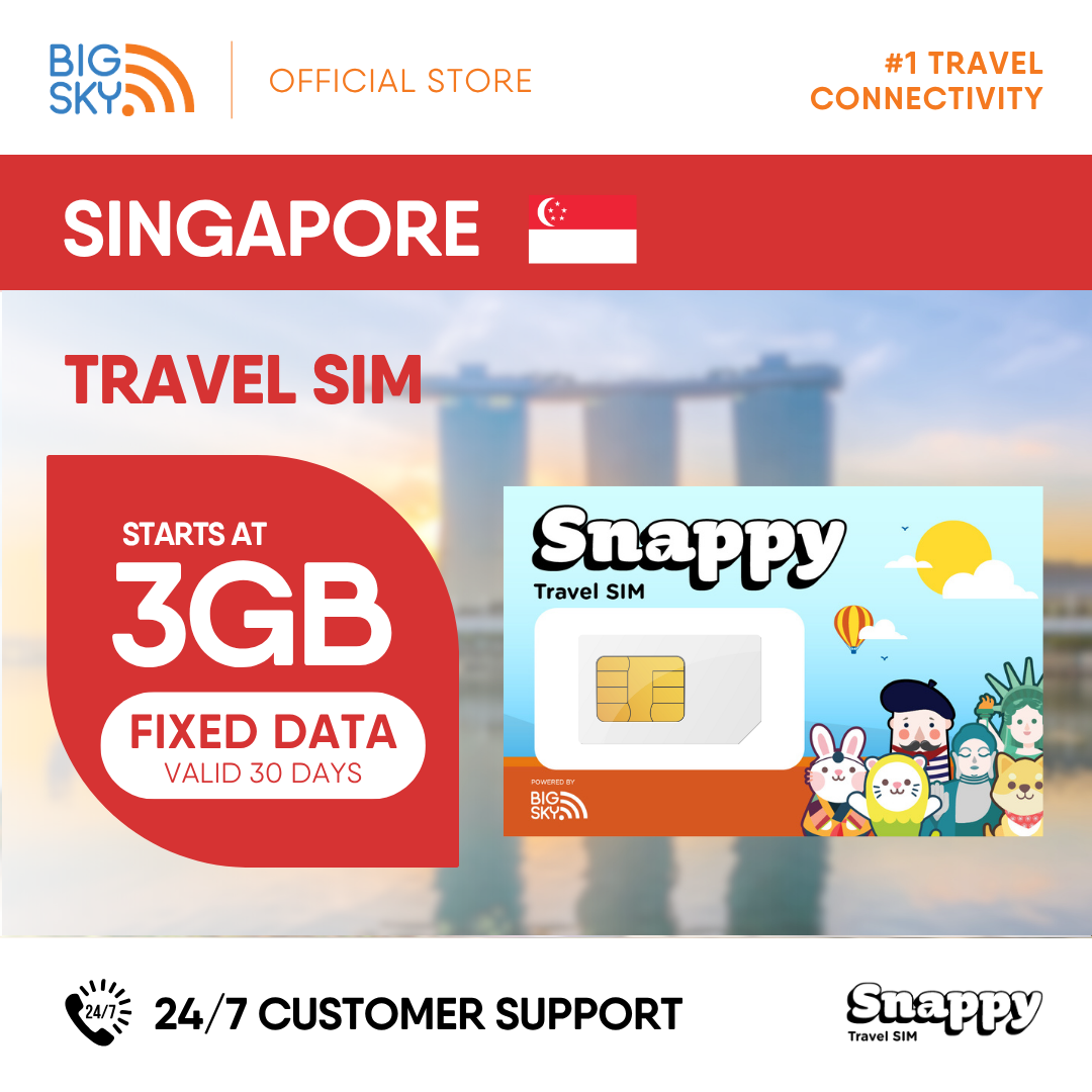 SINGAPORE Snappy Travel SIM - 3GB to 20GB (30 days validity)