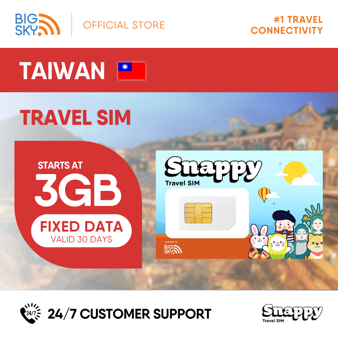 TAIWAN Snappy Travel SIM - 3GB to 20GB (30 days validity)