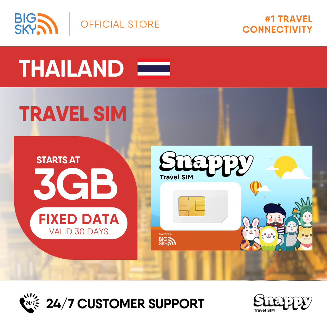 THAILAND Snappy Travel SIM - 3GB to 20GB (30 days validity)
