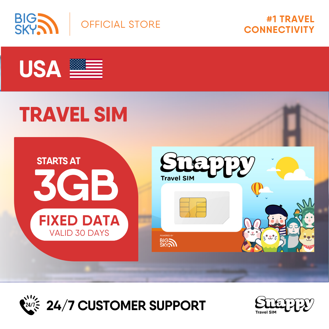 USA Snappy Travel SIM - 3GB to 20GB (30 days validity)