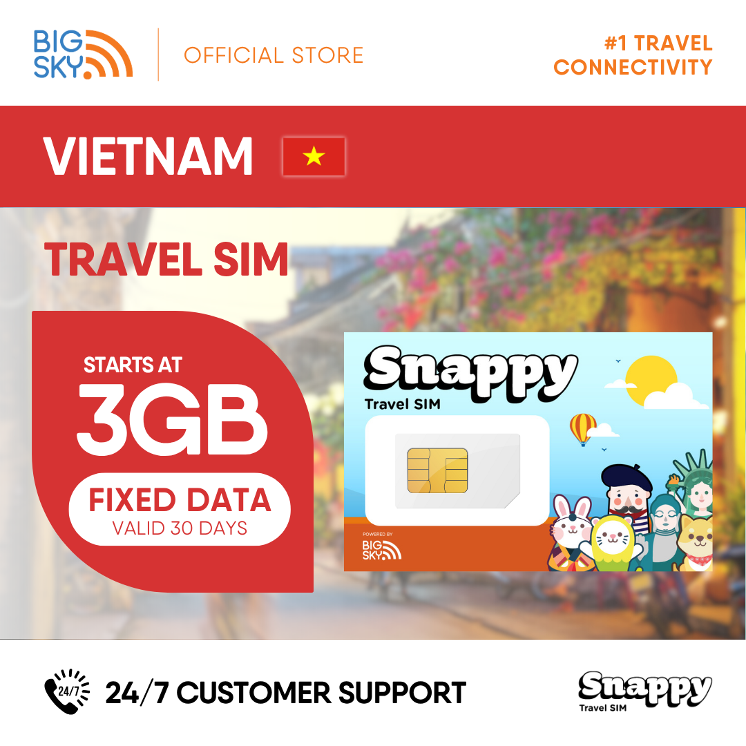 VIETNAM Snappy Travel SIM - 3GB to 20GB (30 days validity)