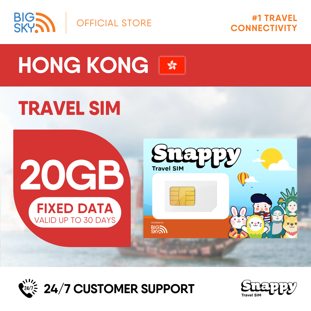 HONG KONG Snappy Travel SIM - 3GB to 20GB (30 days validity)
