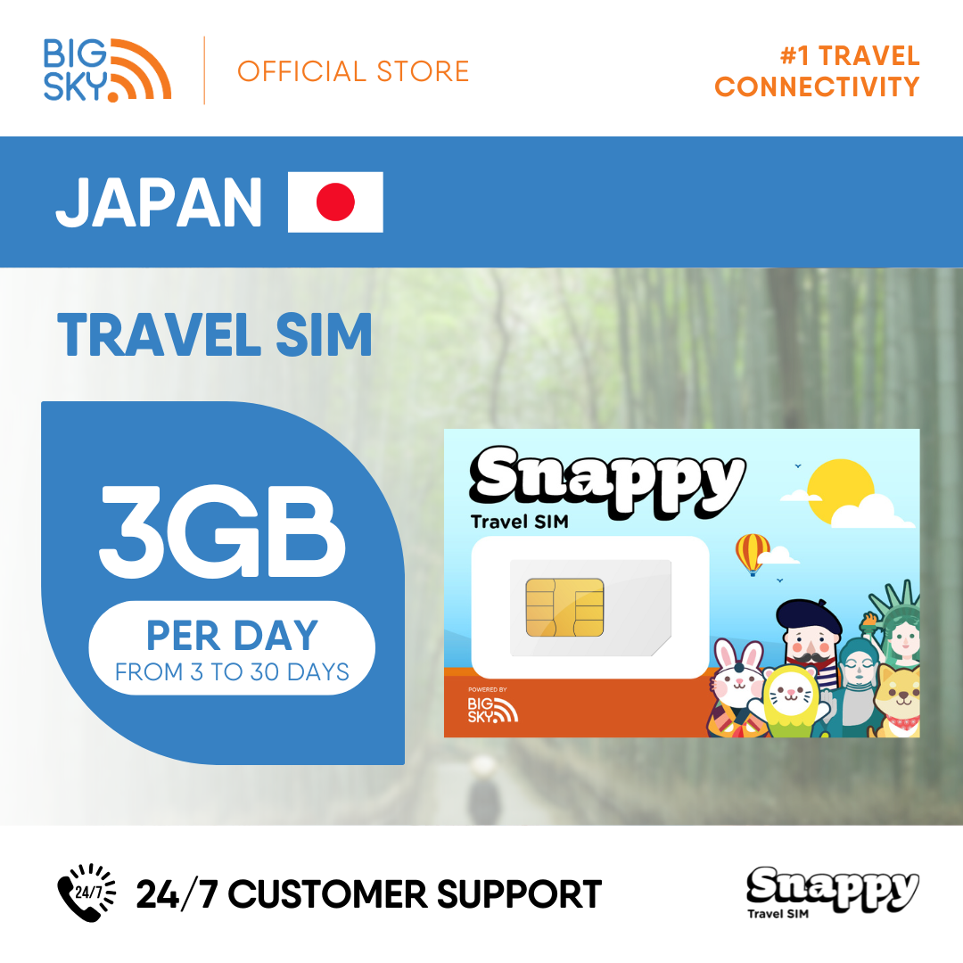 JAPAN Snappy Travel SIM - 1GB to 3GB PER DAY