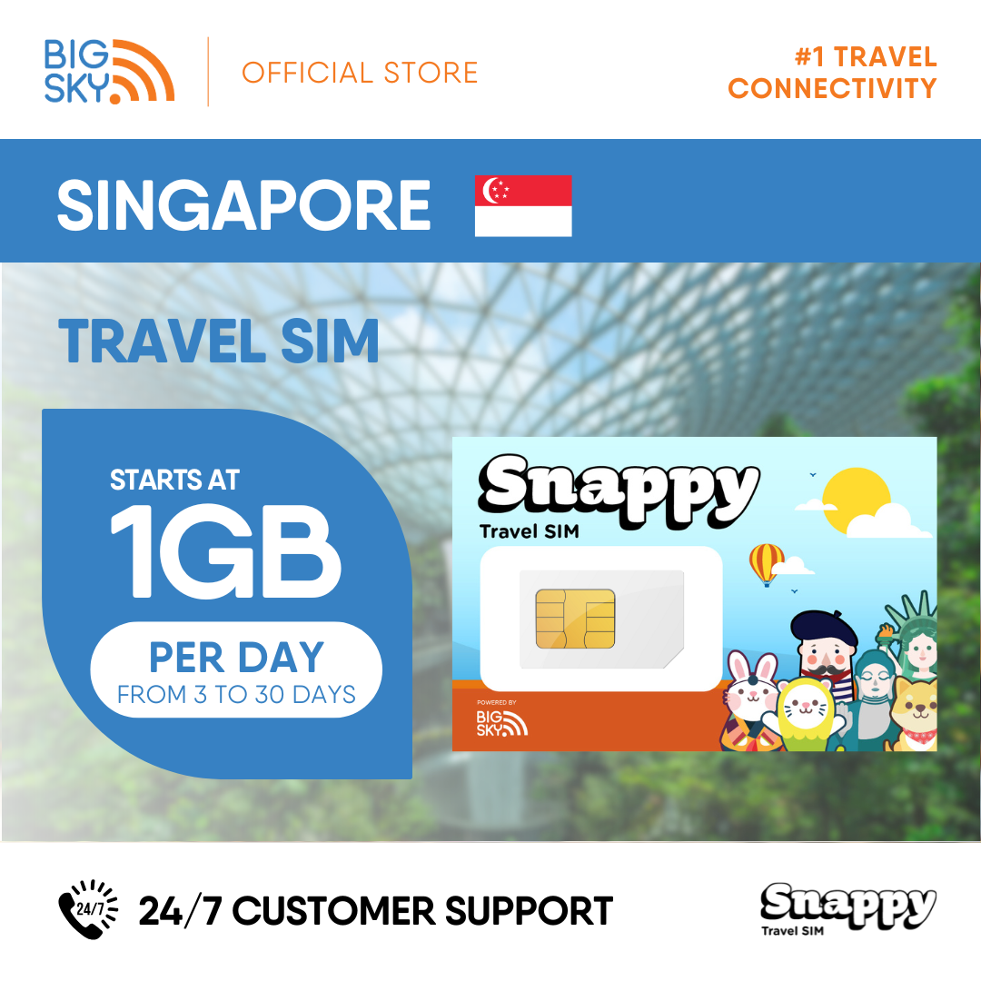 SINGAPORE Snappy Travel SIM - 1GB to 3GB PER DAY