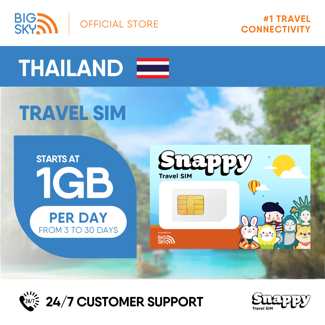 THAILAND Snappy Travel SIM - 1GB to 3GB PER DAY