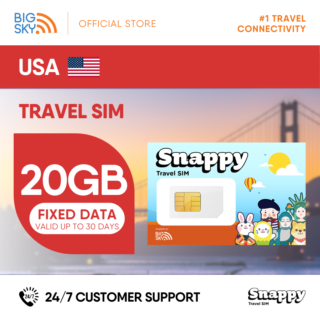 USA Snappy Travel SIM - 3GB to 20GB (30 days validity)