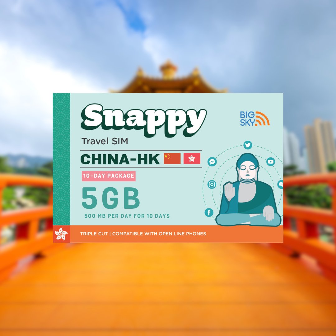 CHINA-HONG KONG TRAVEL SIM (Snappy Travel SIM Powered by Big Sky Nation)