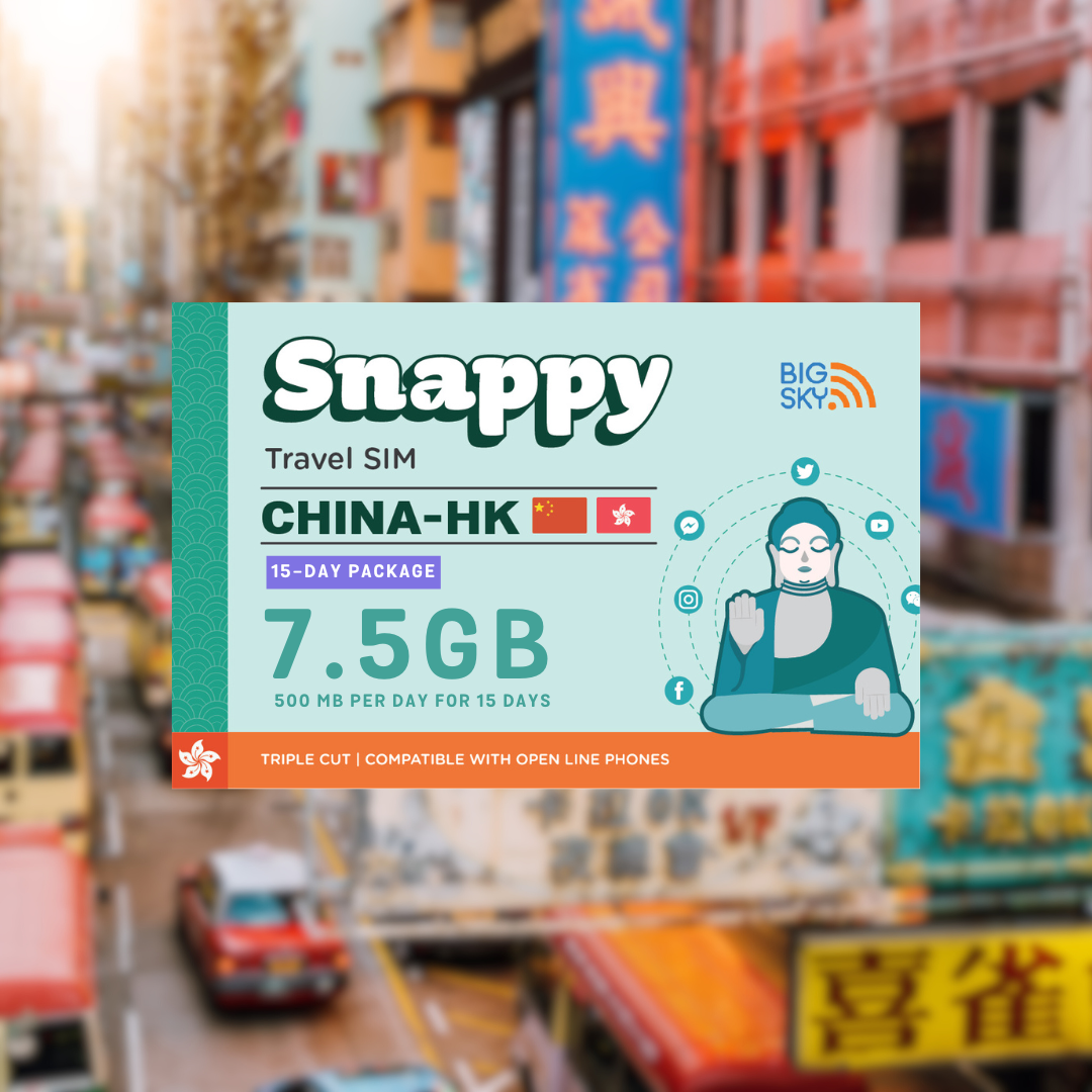 CHINA-HONG KONG TRAVEL SIM (Snappy Travel SIM Powered by Big Sky Nation)
