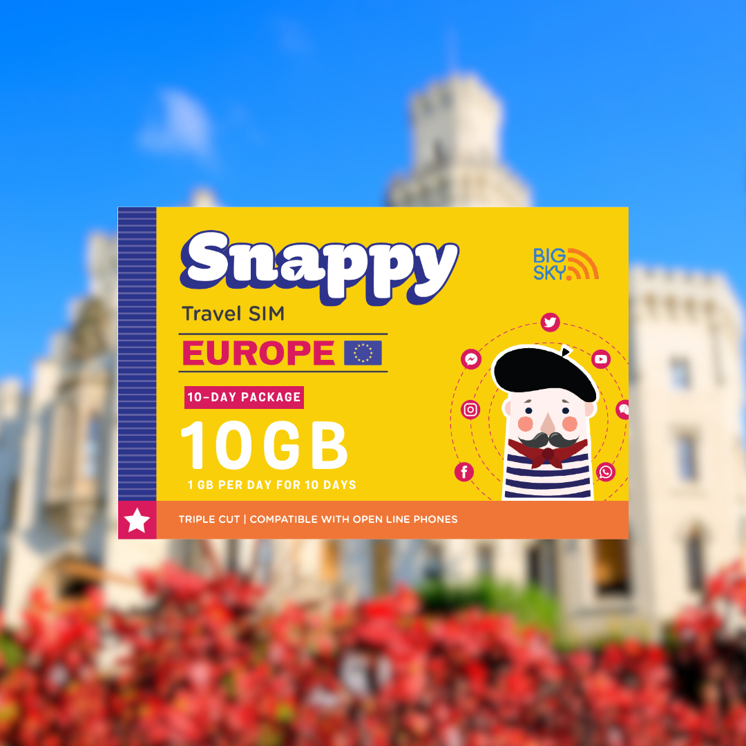 EUROPE TRAVEL SIM (Snappy Travel SIM Powered by Big Sky Nation)
