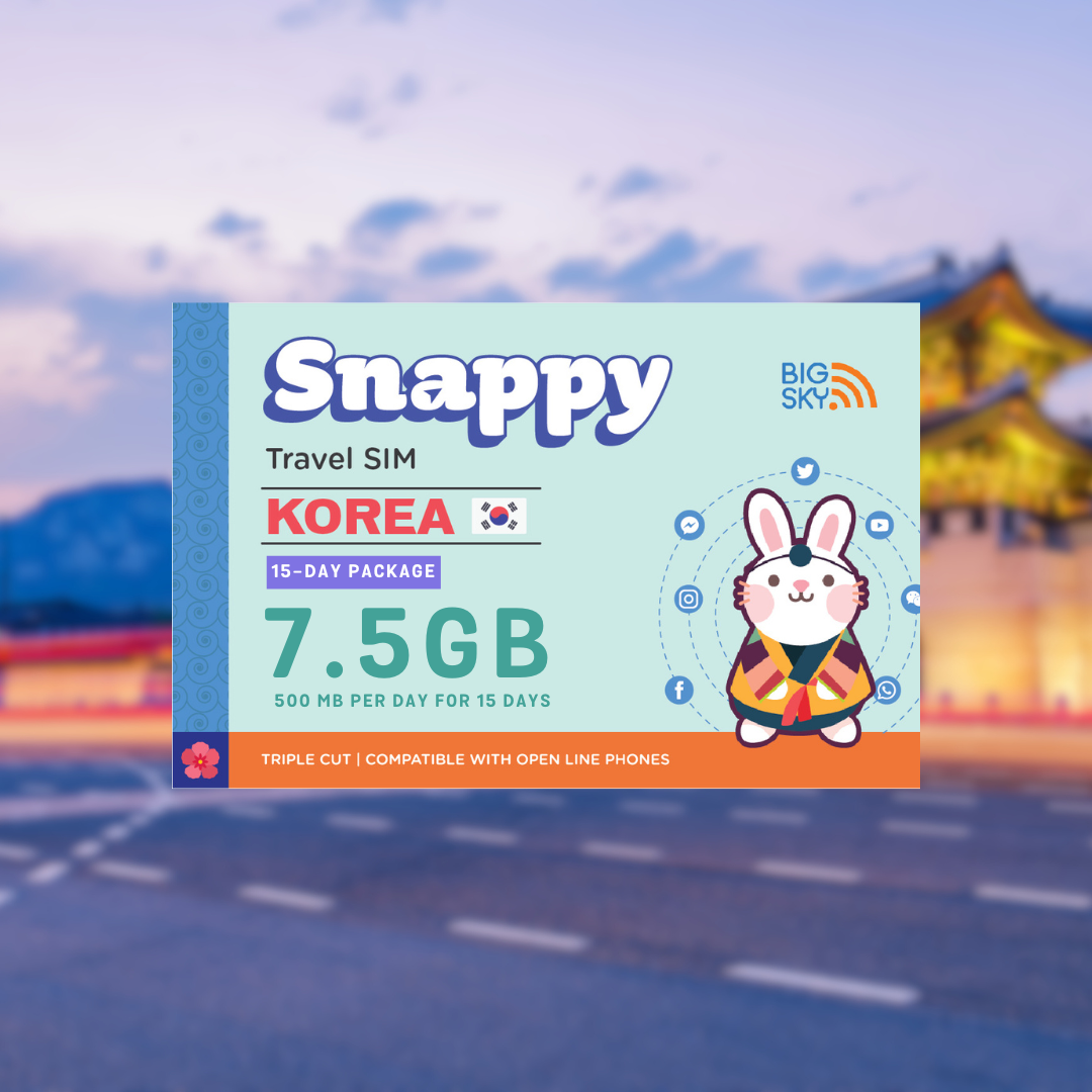 SOUTH KOREA TRAVEL SIM (Snappy Travel SIM Powered by Big Sky Nation)