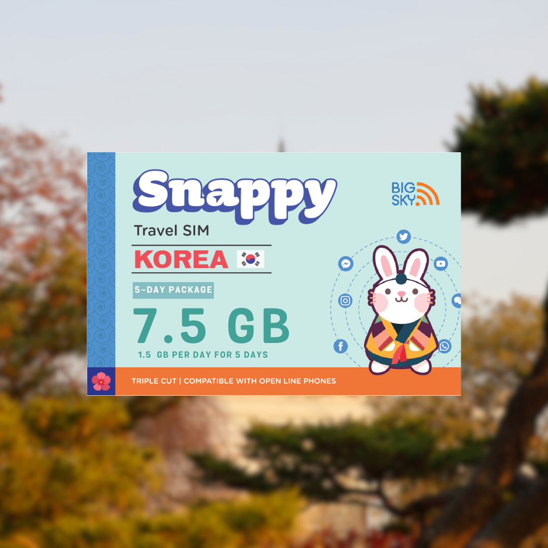 SOUTH KOREA TRAVEL SIM (Snappy Travel SIM Powered by Big Sky Nation)