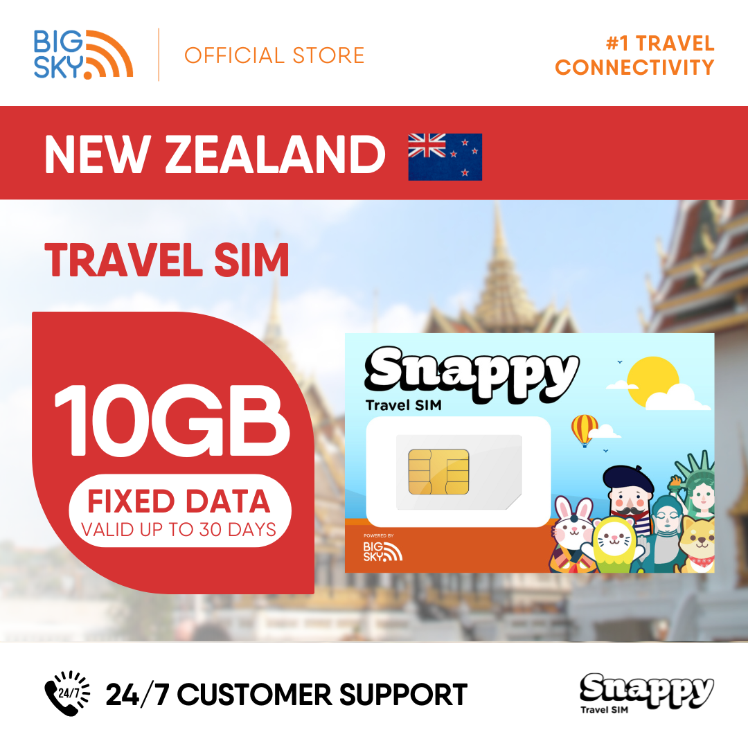 NEW ZEALAND Snappy Travel SIM - 3GB to 20GB (30 days validity)