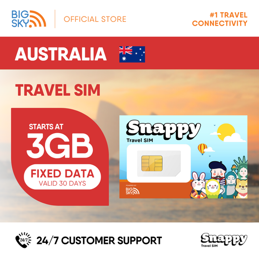 AUSTRALIA Snappy Travel SIM - 3GB to 20GB (30 days validity)