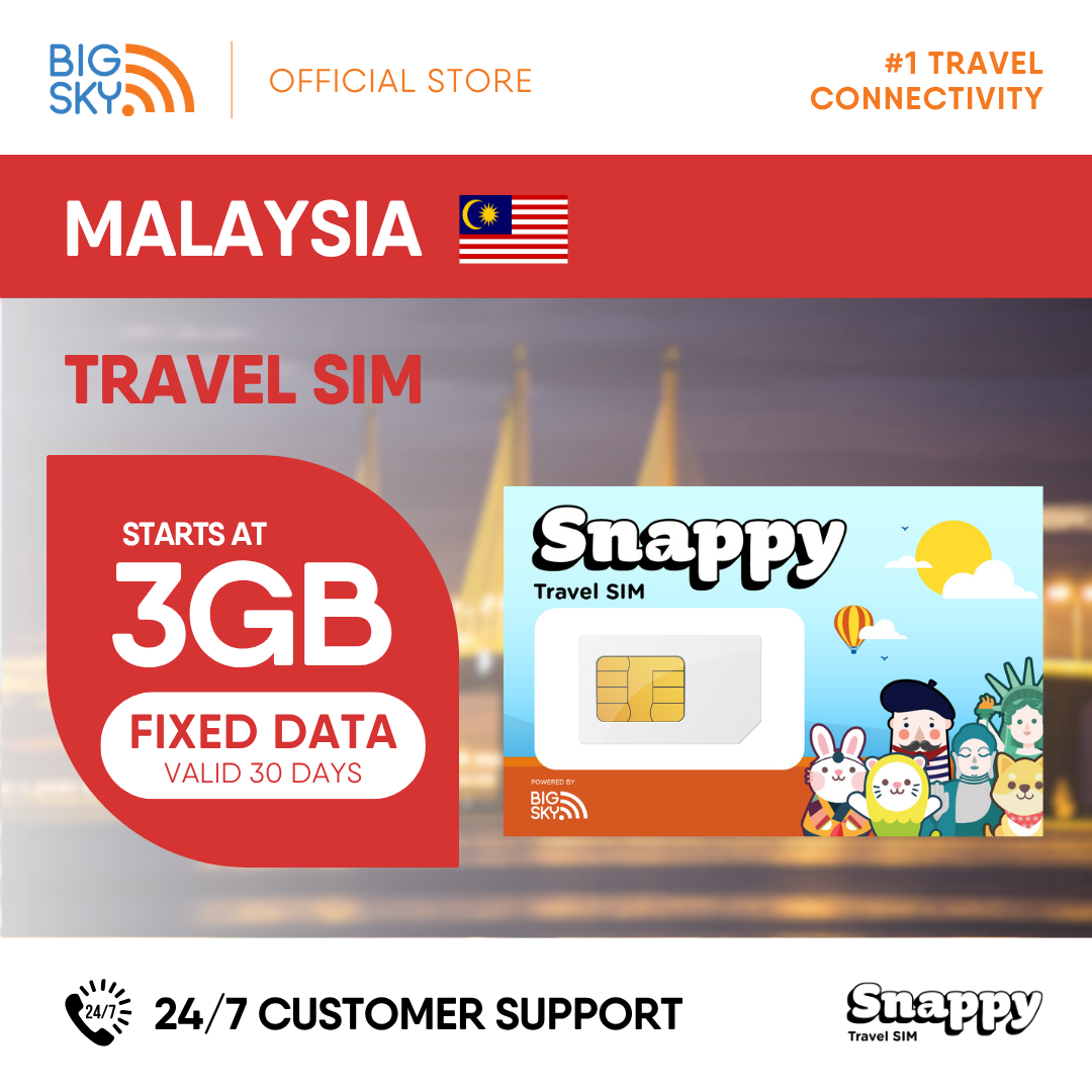 MALAYSIA Snappy Travel SIM - 3GB to 20GB (30 days validity)