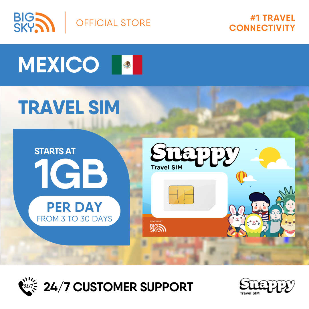 MEXICO Snappy Travel SIM - 1GB to 2GB PER DAY