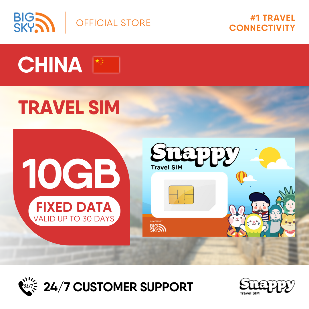 CHINA Snappy Travel SIM - 3GB to 20GB (30 days validity)