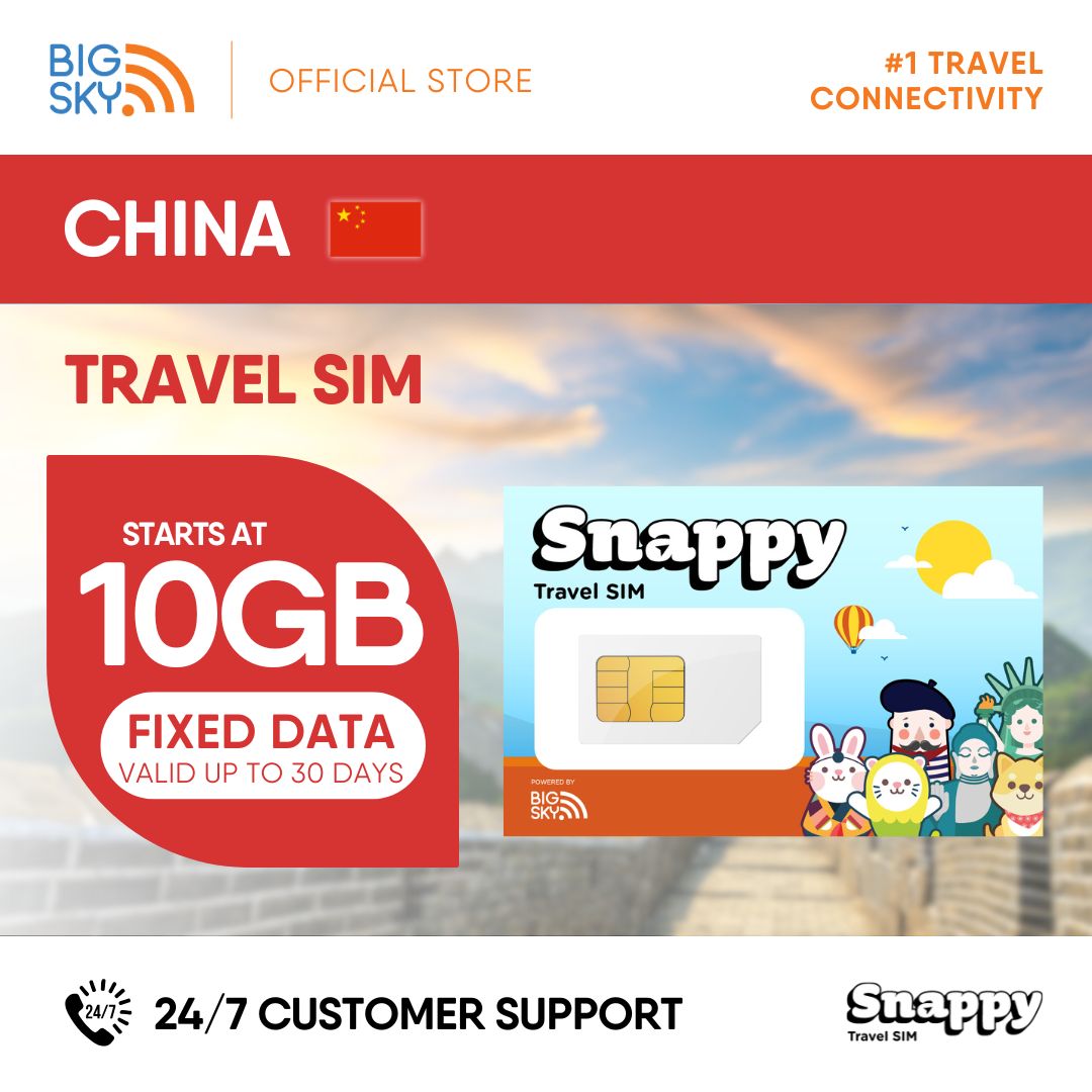 CHINA Snappy Travel SIM - 3GB to 20GB (30 days validity)