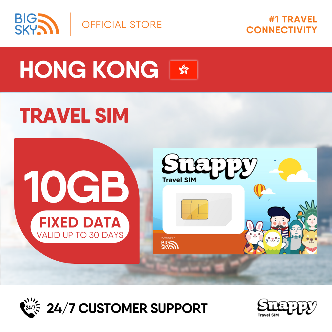 HONG KONG Snappy Travel SIM - 3GB to 20GB (30 days validity)