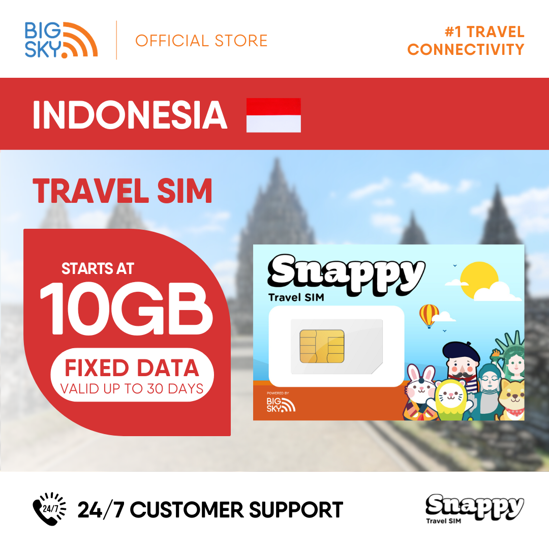 INDONESIA Snappy Travel SIM - 3GB to 20GB (30 days validity)