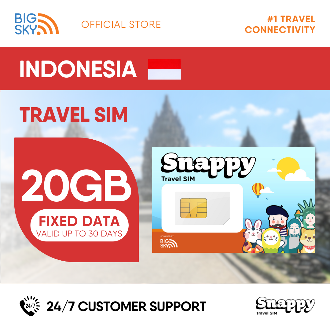 INDONESIA Snappy Travel SIM - 3GB to 20GB (30 days validity)
