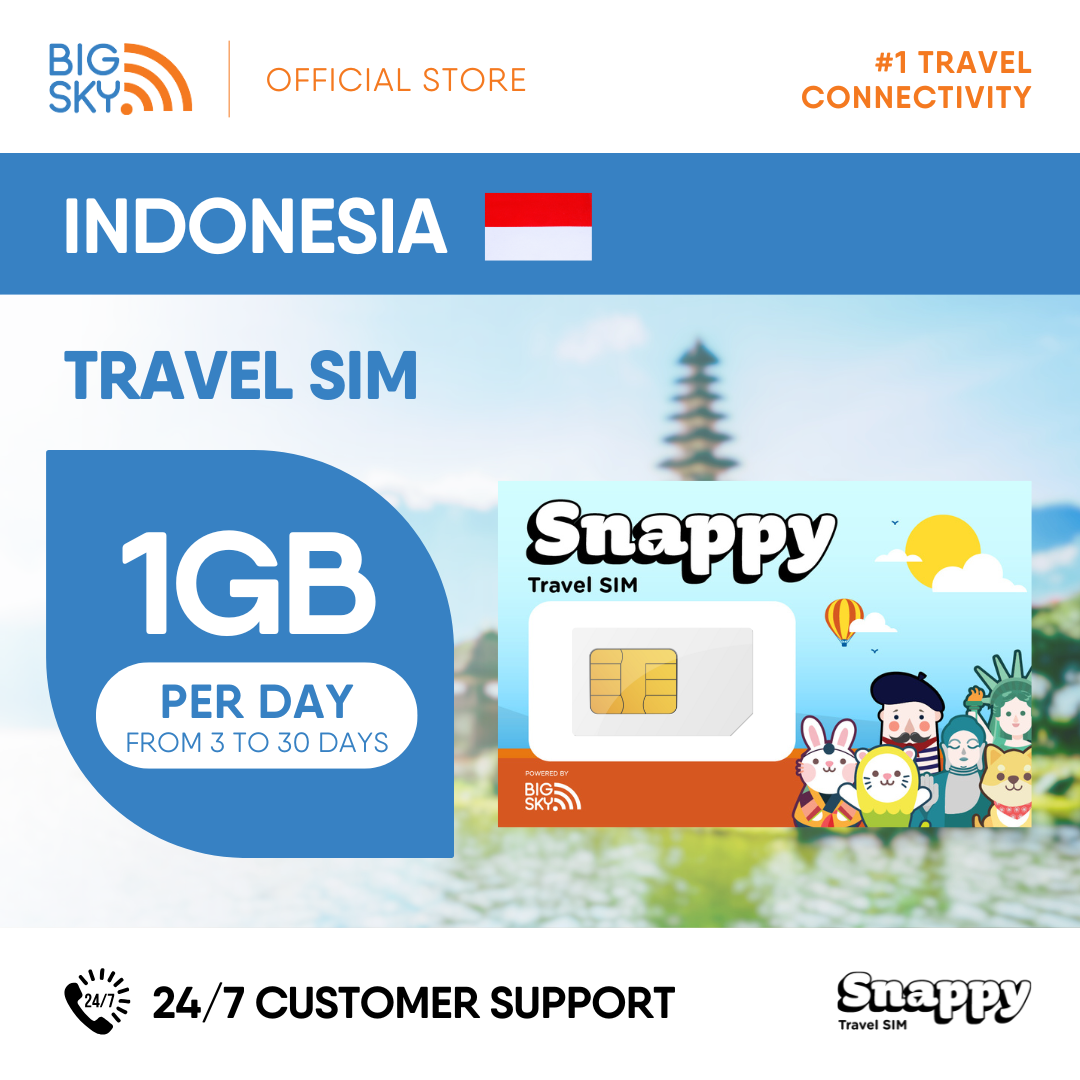 INDONESIA Snappy Travel SIM - 1GB to 3GB PER DAY
