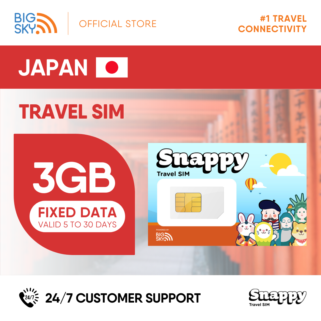 JAPAN Snappy Travel SIM - 3GB to 20GB (30 days validity)
