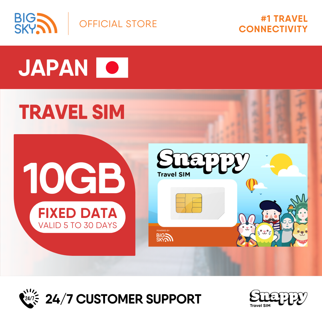 JAPAN Snappy Travel SIM - 3GB to 20GB (30 days validity)