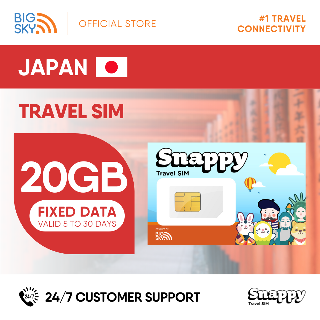 JAPAN Snappy Travel SIM - 3GB to 20GB (30 days validity)