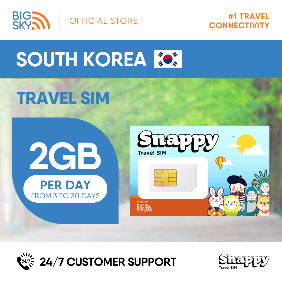 SOUTH KOREA Snappy Travel SIM - 1GB to 3GB PER DAY