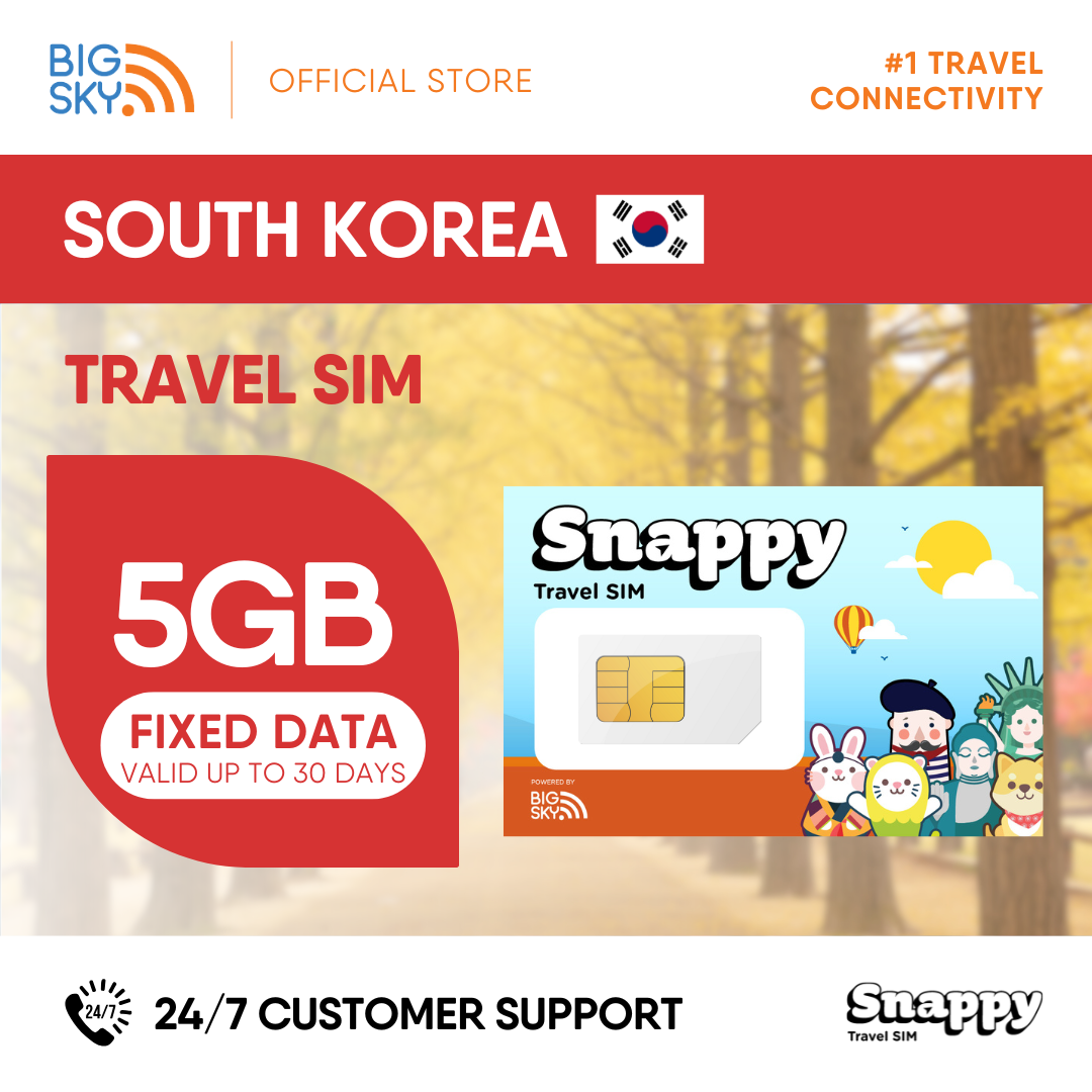 SOUTH KOREA Snappy Travel SIM - 3GB to 20GB (30 days validity)