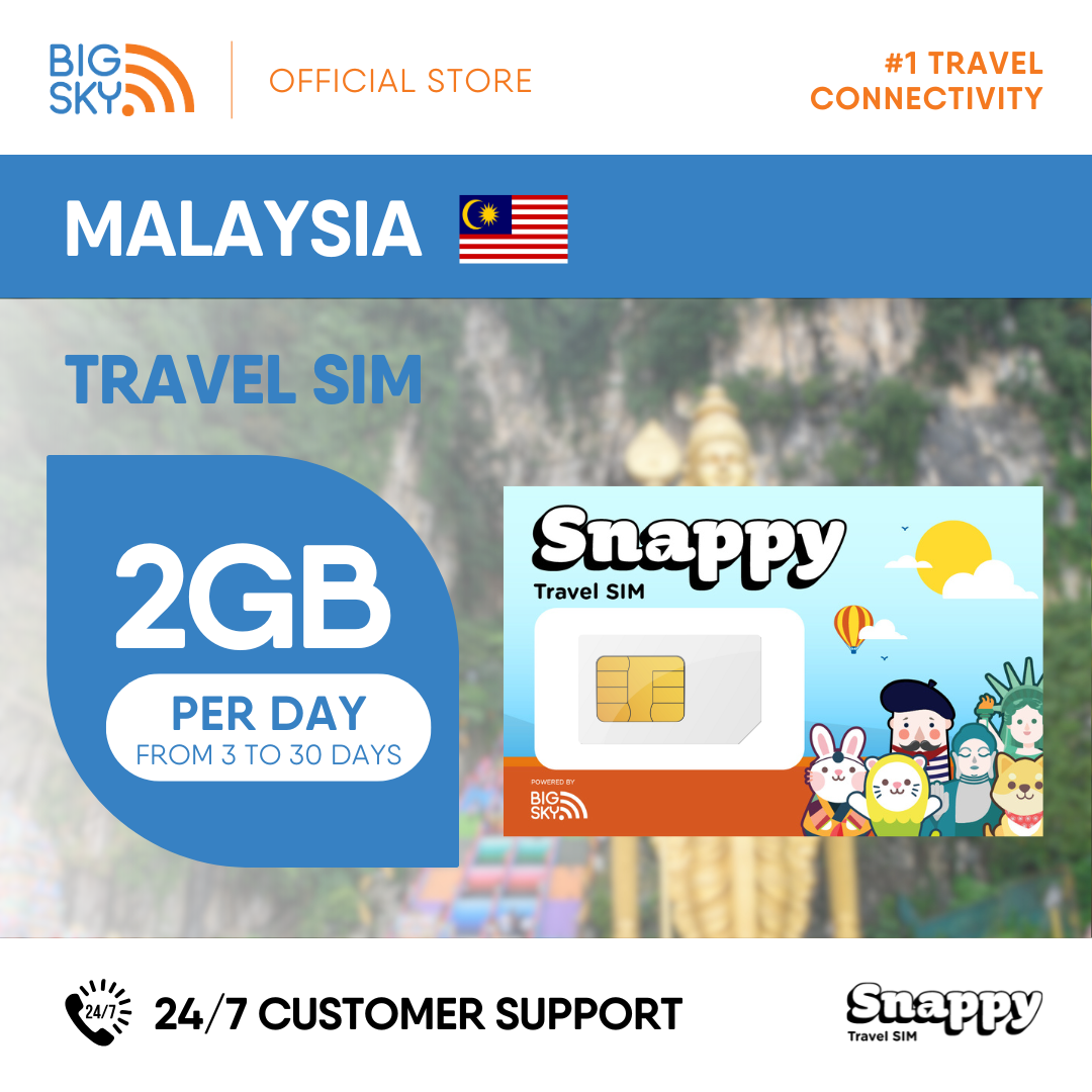MALAYSIA Snappy Travel SIM - 1GB to 3GB PER DAY