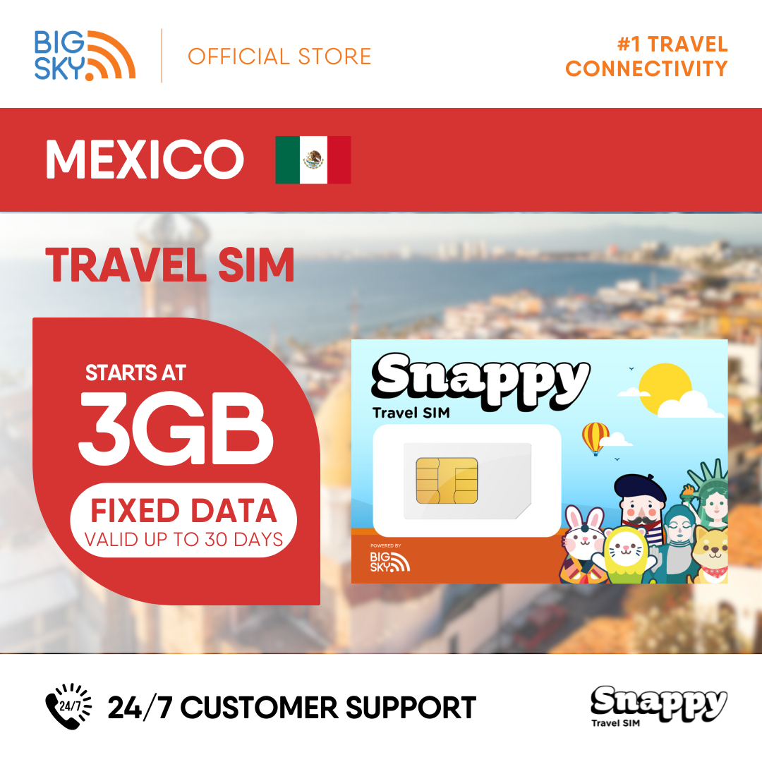 MEXICO Snappy Travel SIM - 3GB to 20GB (30 days validity)