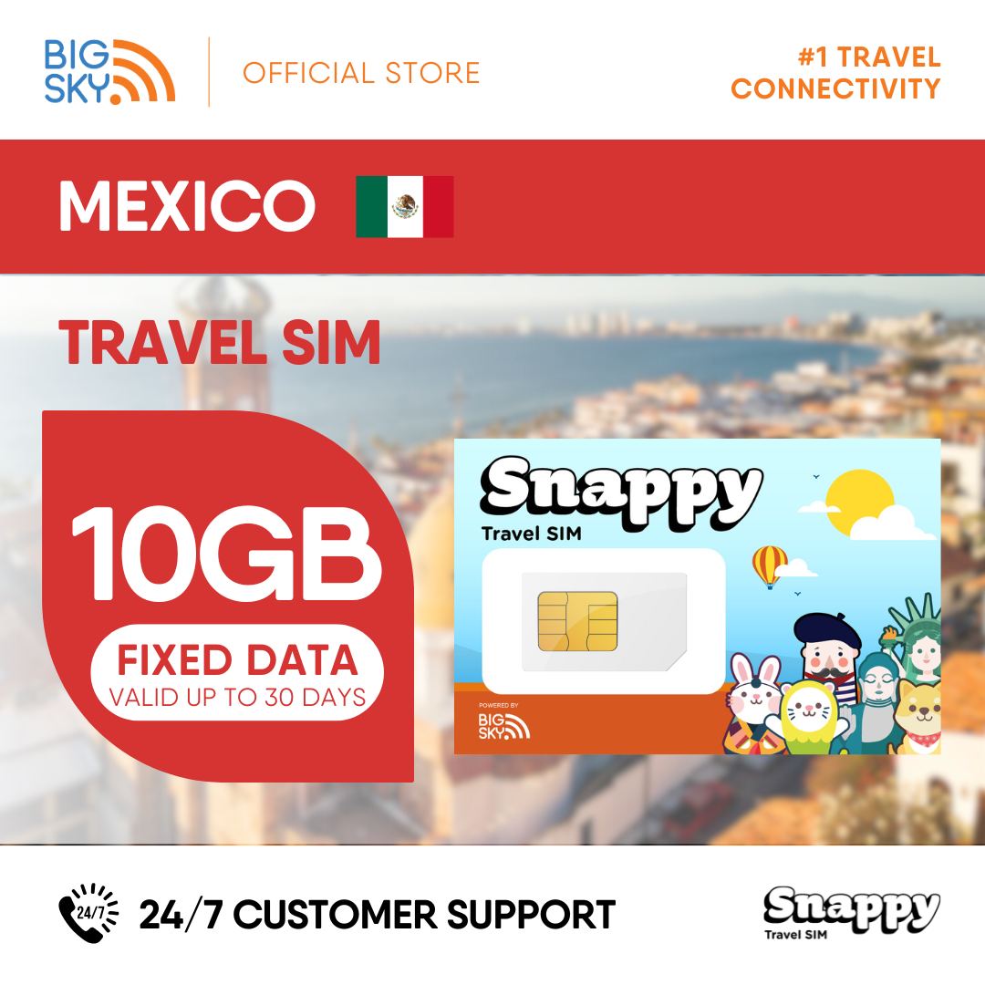 MEXICO Snappy Travel SIM - 3GB to 20GB (30 days validity)