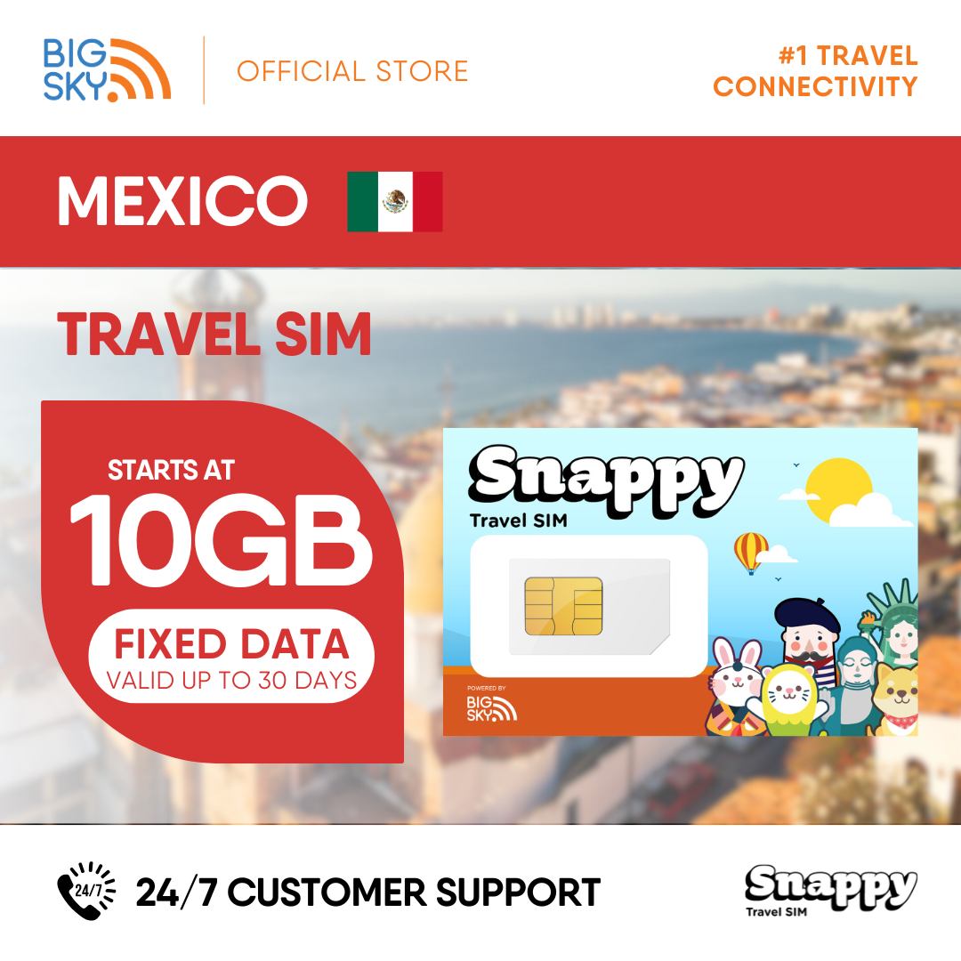MEXICO Snappy Travel SIM - 3GB to 20GB (30 days validity)