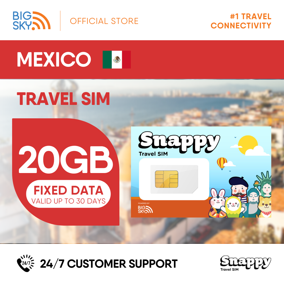 MEXICO Snappy Travel SIM - 3GB to 20GB (30 days validity)