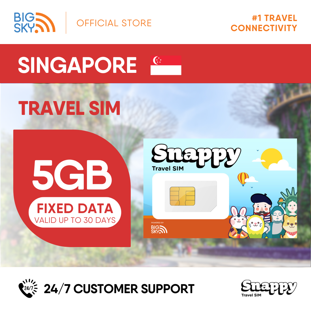 SINGAPORE Snappy Travel SIM - 3GB to 20GB (30 days validity)
