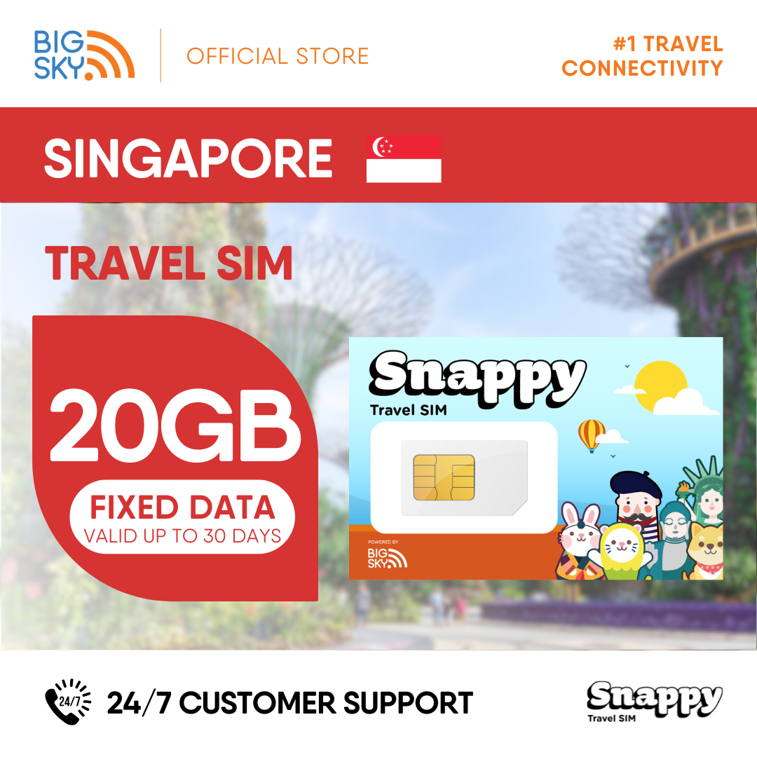 SINGAPORE Snappy Travel SIM - 3GB to 20GB (30 days validity)