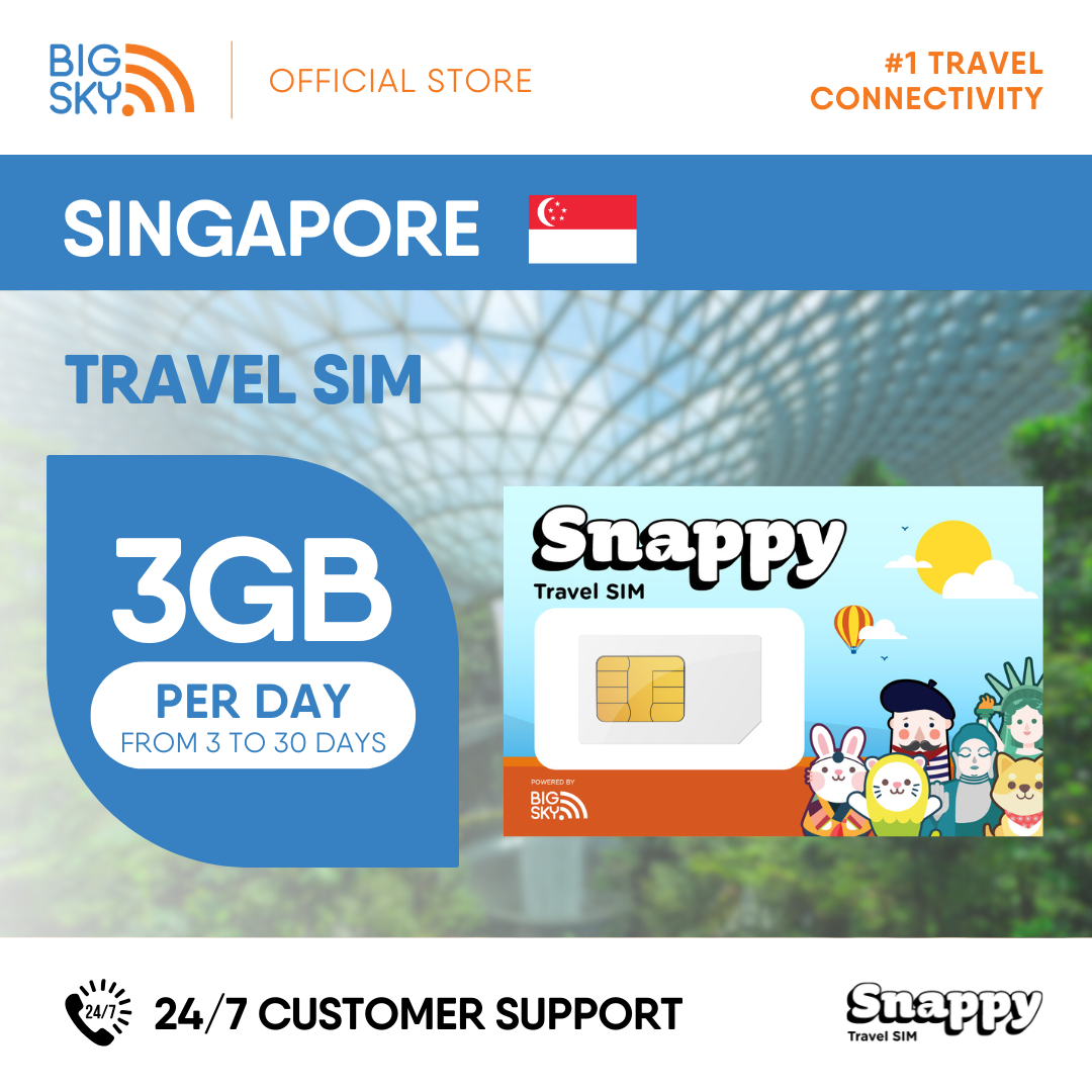 SINGAPORE Snappy Travel SIM - 1GB to 3GB PER DAY