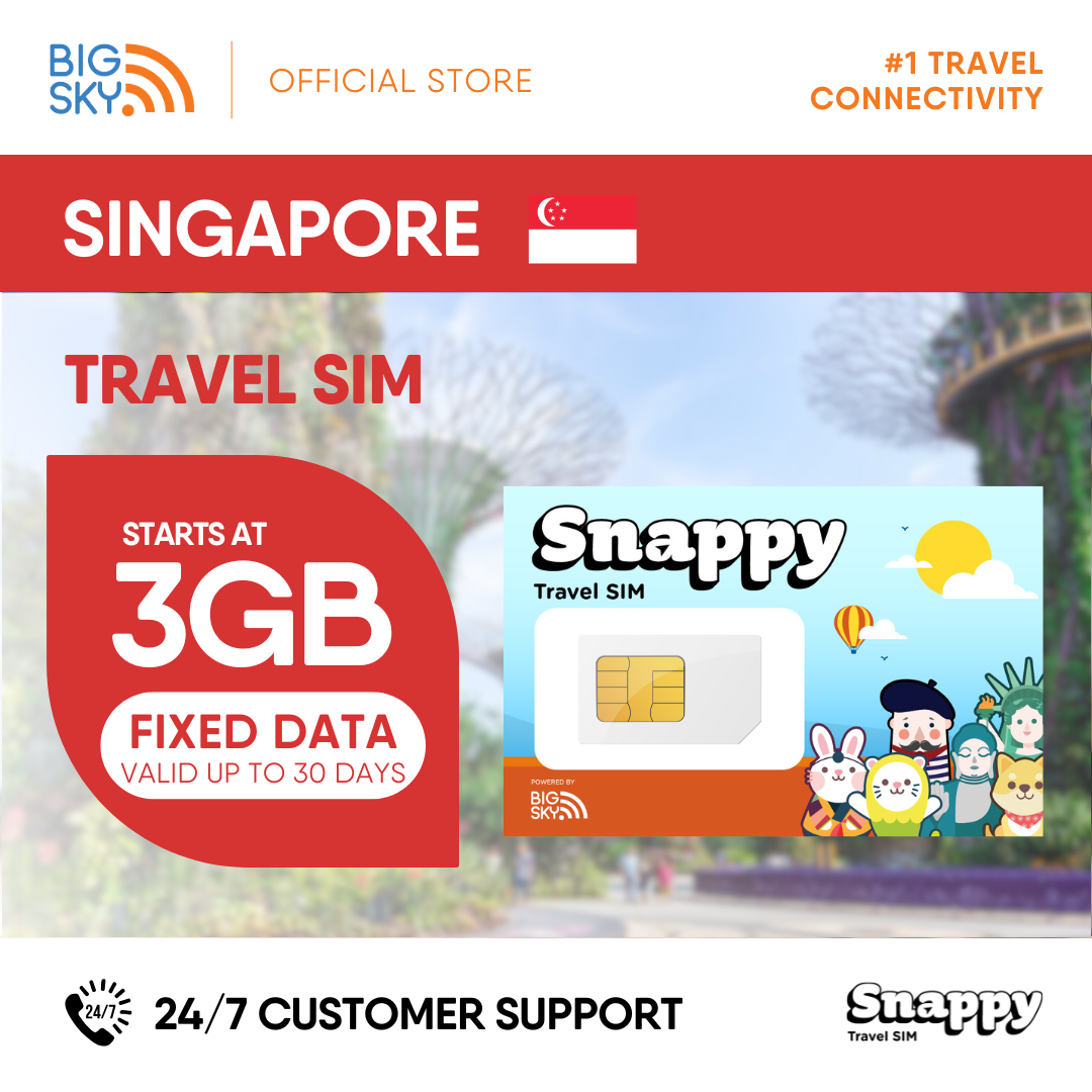 SINGAPORE Snappy Travel SIM - 3GB to 20GB (30 days validity)