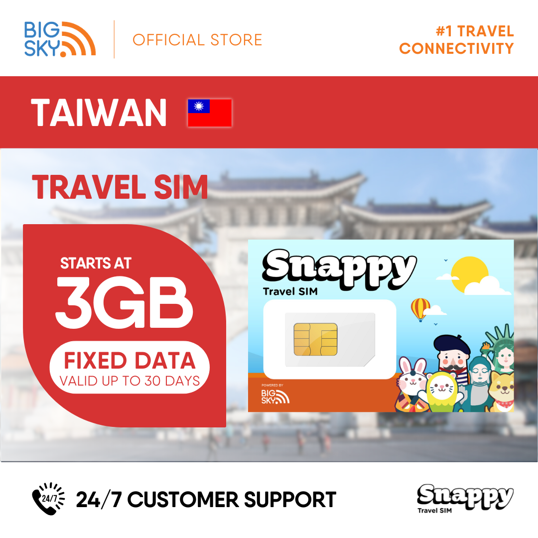 TAIWAN Snappy Travel SIM - 3GB to 20GB (30 days validity)