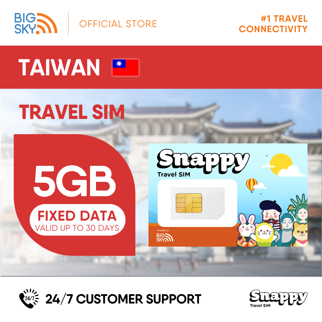 TAIWAN Snappy Travel SIM - 3GB to 20GB (30 days validity)