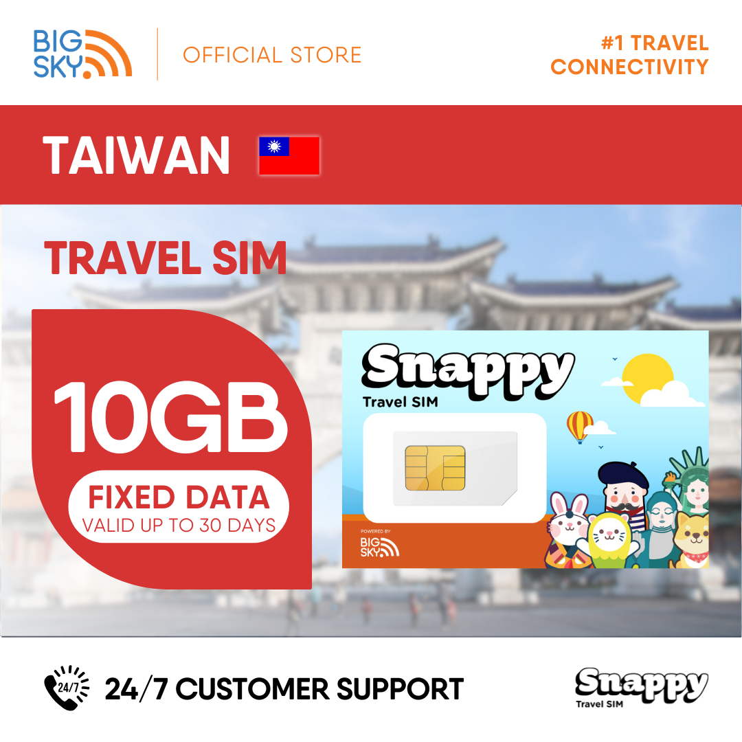 TAIWAN Snappy Travel SIM - 3GB to 20GB (30 days validity)