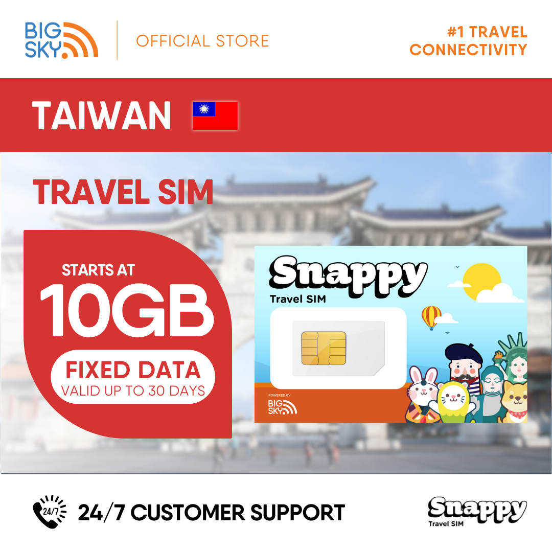 TAIWAN Snappy Travel SIM - 3GB to 20GB (30 days validity)