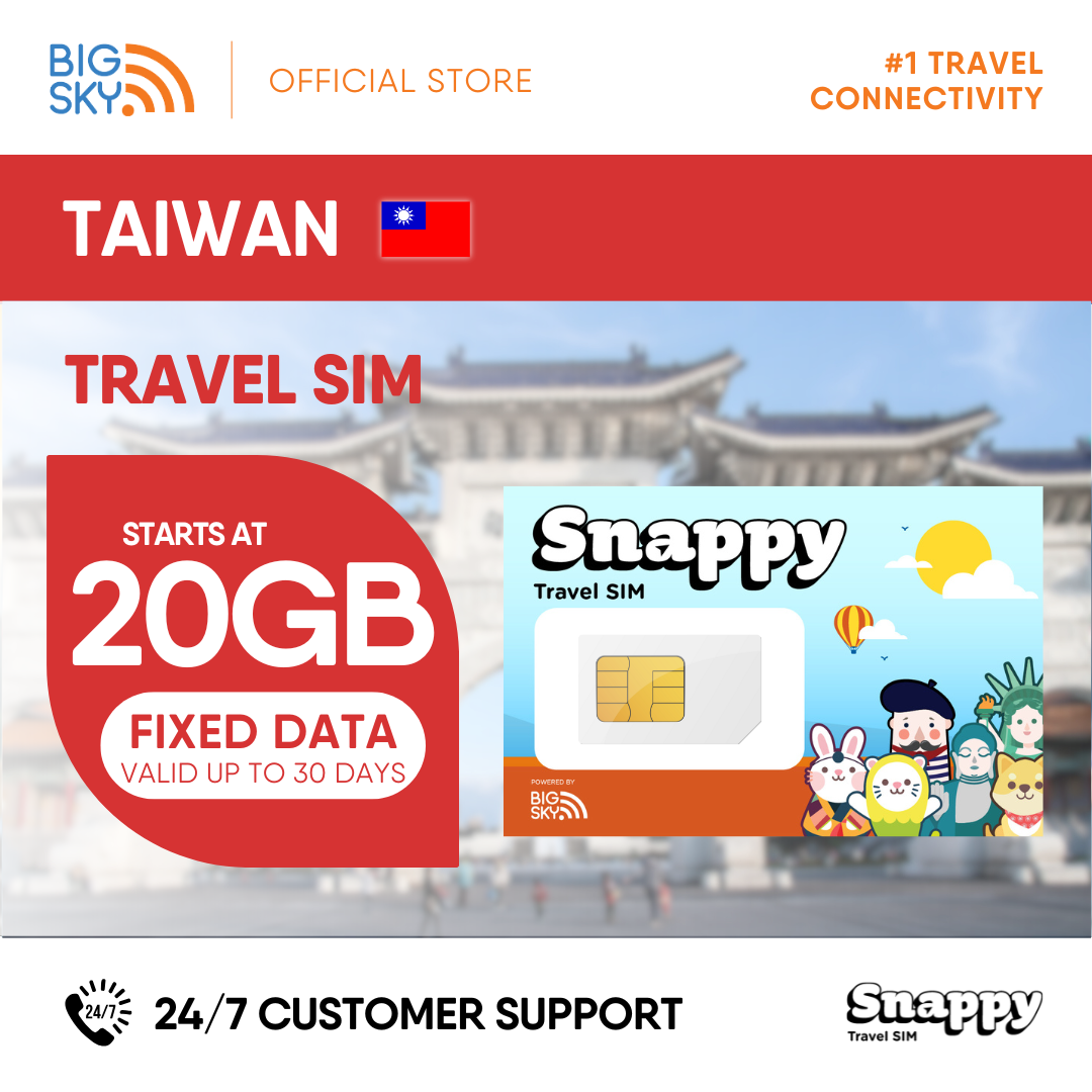 TAIWAN Snappy Travel SIM - 3GB to 20GB (30 days validity)