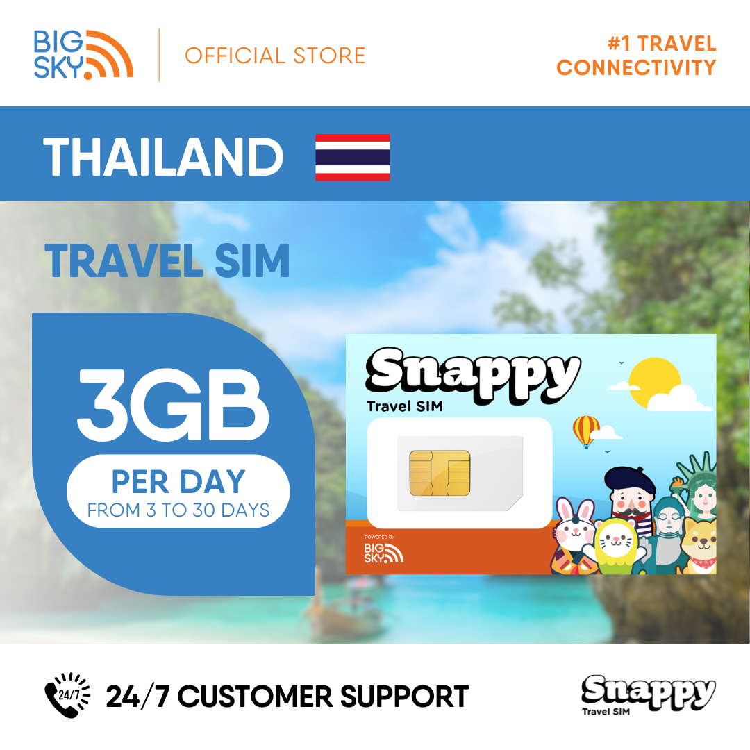 THAILAND Snappy Travel SIM - 1GB to 3GB PER DAY