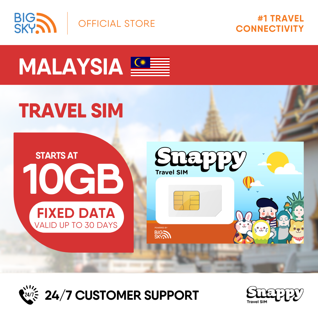 MALAYSIA Snappy Travel SIM - 3GB to 20GB (30 days validity)