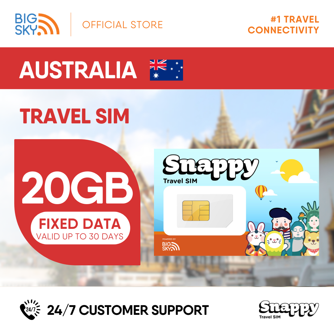 AUSTRALIA Snappy Travel SIM - 3GB to 20GB (30 days validity)