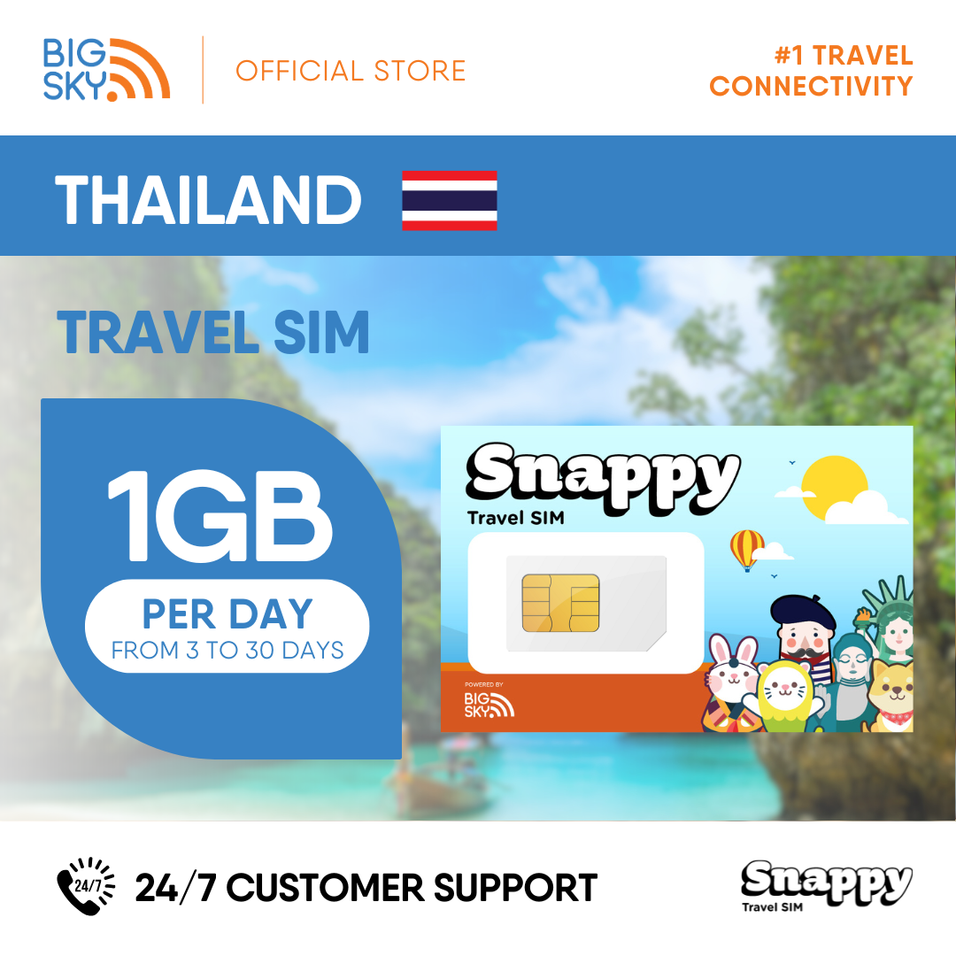 THAILAND Snappy Travel SIM - 1GB to 3GB PER DAY