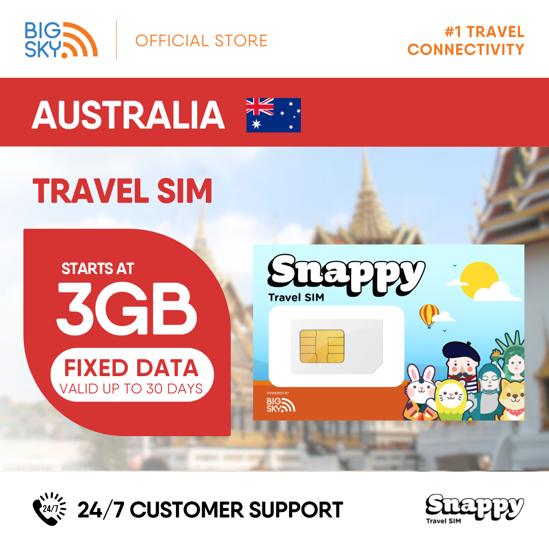 AUSTRALIA Snappy Travel SIM - 3GB to 20GB (30 days validity)